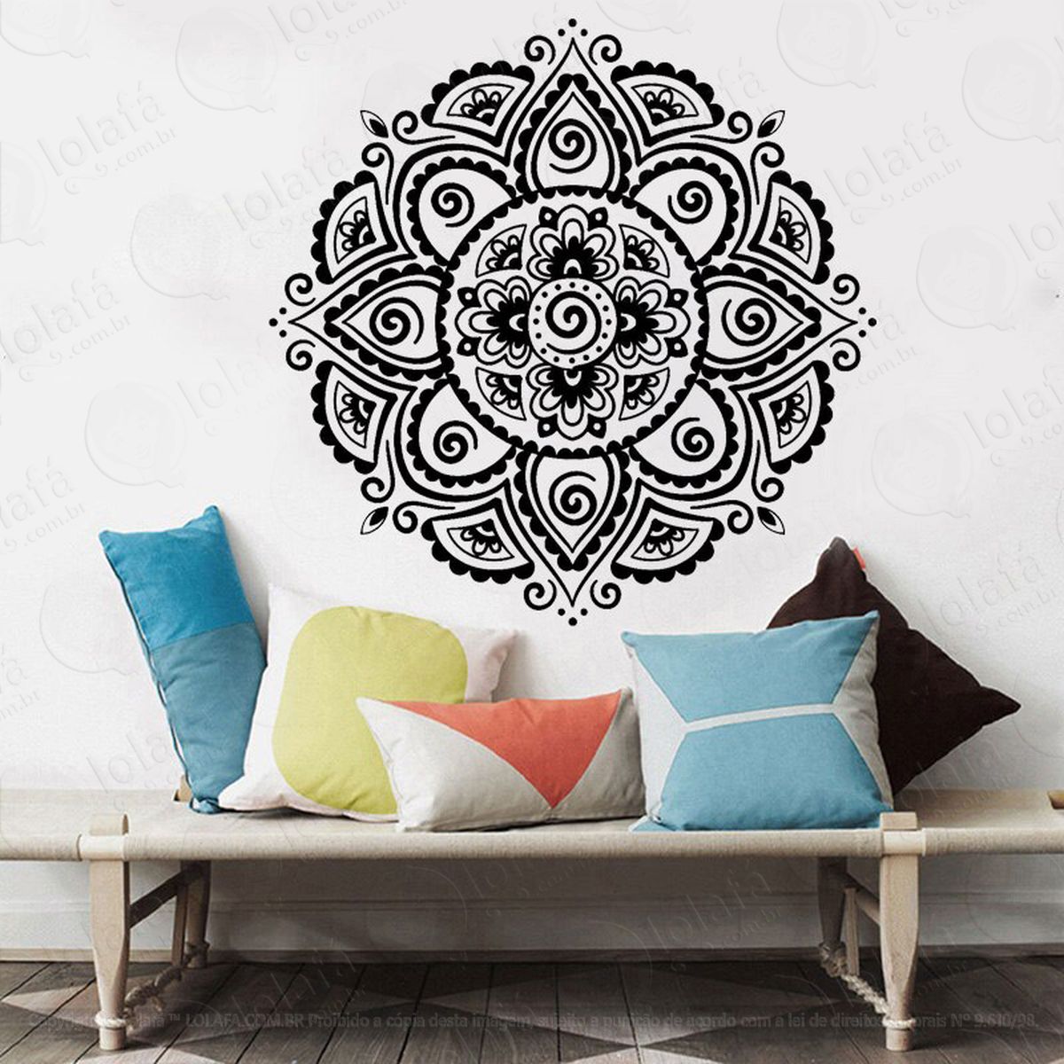 mandala para atrair boas energias adesivo de parede decorativo para casa, quarto, sala e vidro - mod:179