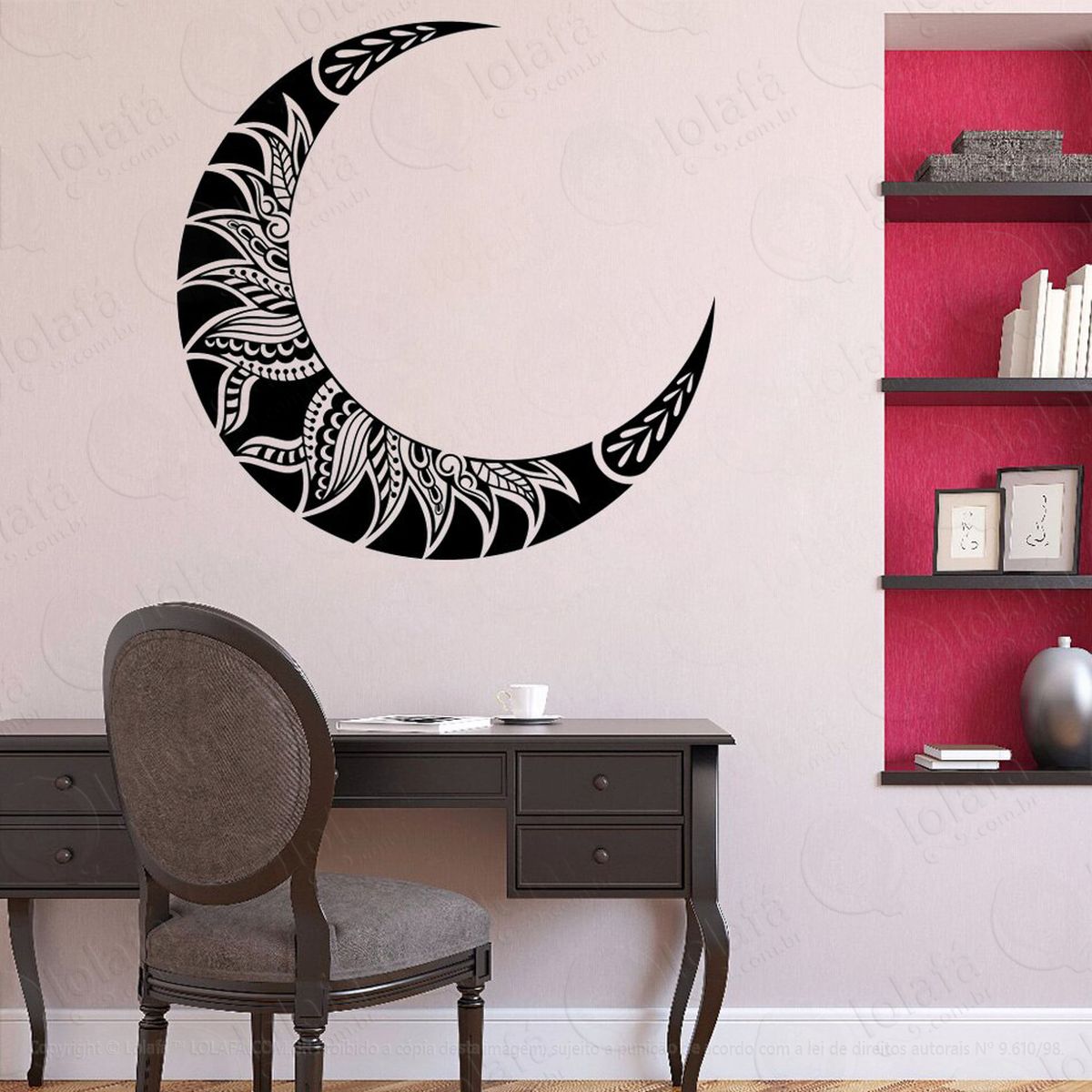 mandala lua para renovação adesivo de parede decorativo para casa, quarto, sala e vidro - mod:180