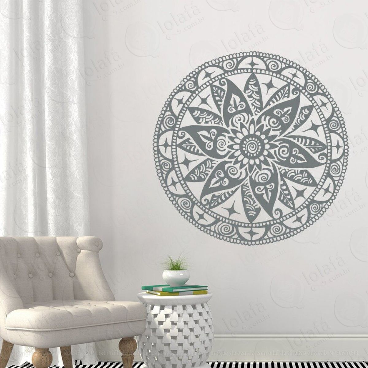 mandala para semear o otimismo adesivo de parede decorativo para casa, quarto, sala e vidro - mod:181