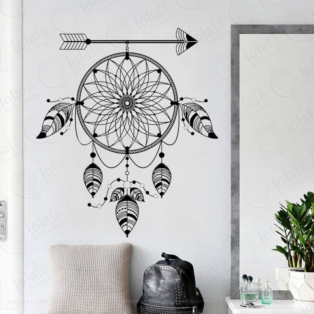mandala filtro dos sonhos adesivo de parede decorativo para casa, quarto, sala e vidro - mod:182
