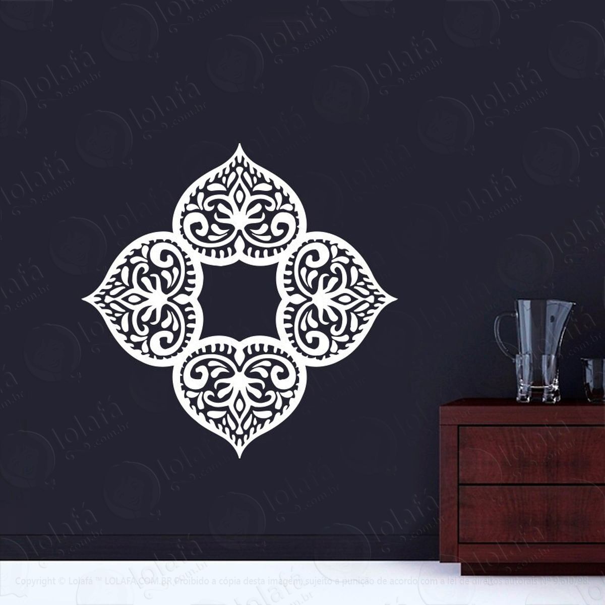 mandala da fé e equilíbrio adesivo de parede decorativo para casa, quarto, sala e vidro - mod:184