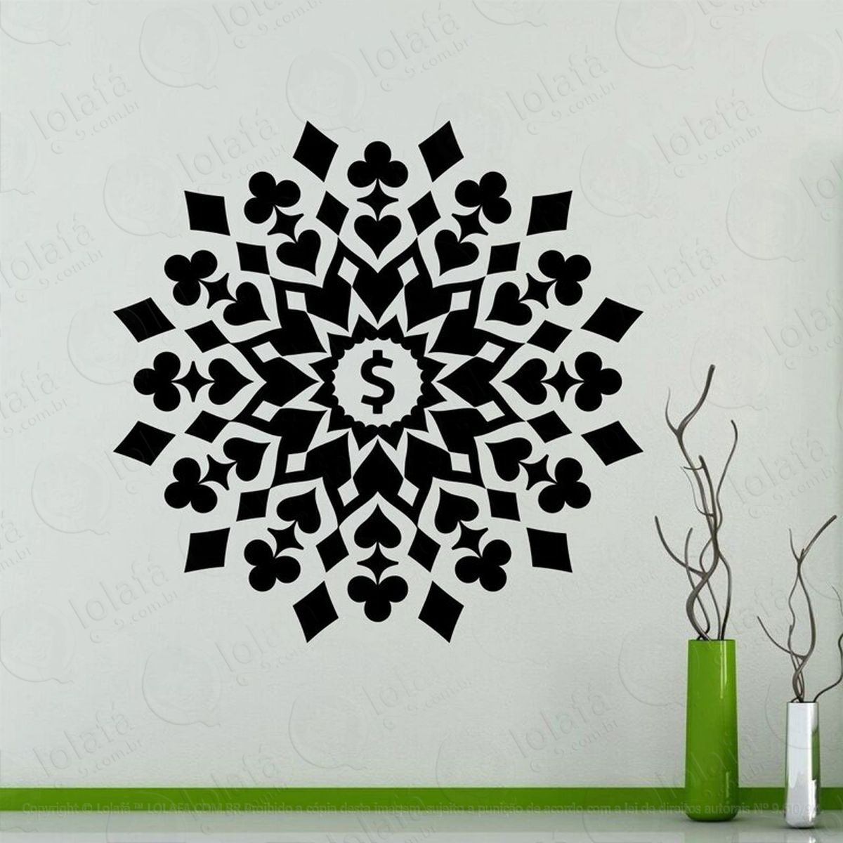 mandala para atrair dinheiro adesivo de parede decorativo para casa, quarto, sala e vidro - mod:187