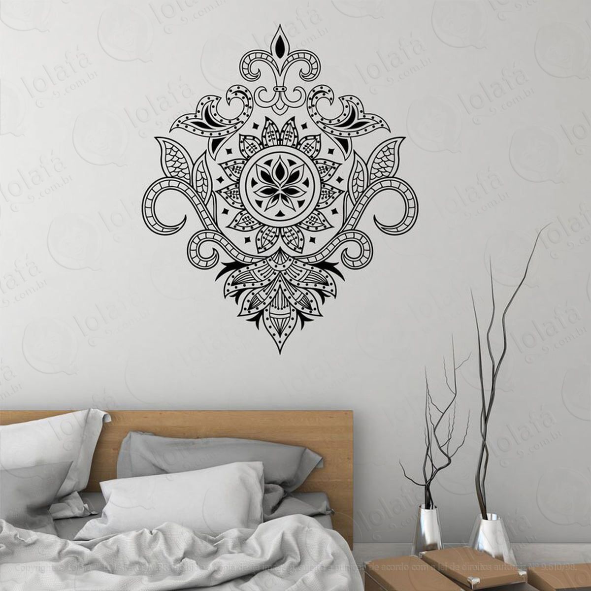 mandala flor de lótus para cultivar a liberdade adesivo de parede decorativo para casa, quarto, sala e vidro - mod:189
