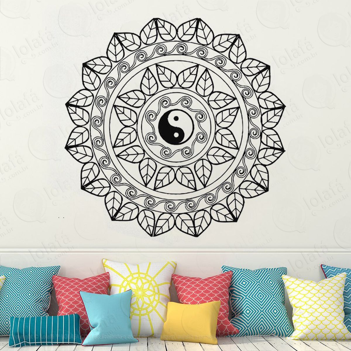 mandala yin yang para equilibrar as energias adesivo de parede decorativo para casa, quarto, sala e vidro - mod:194