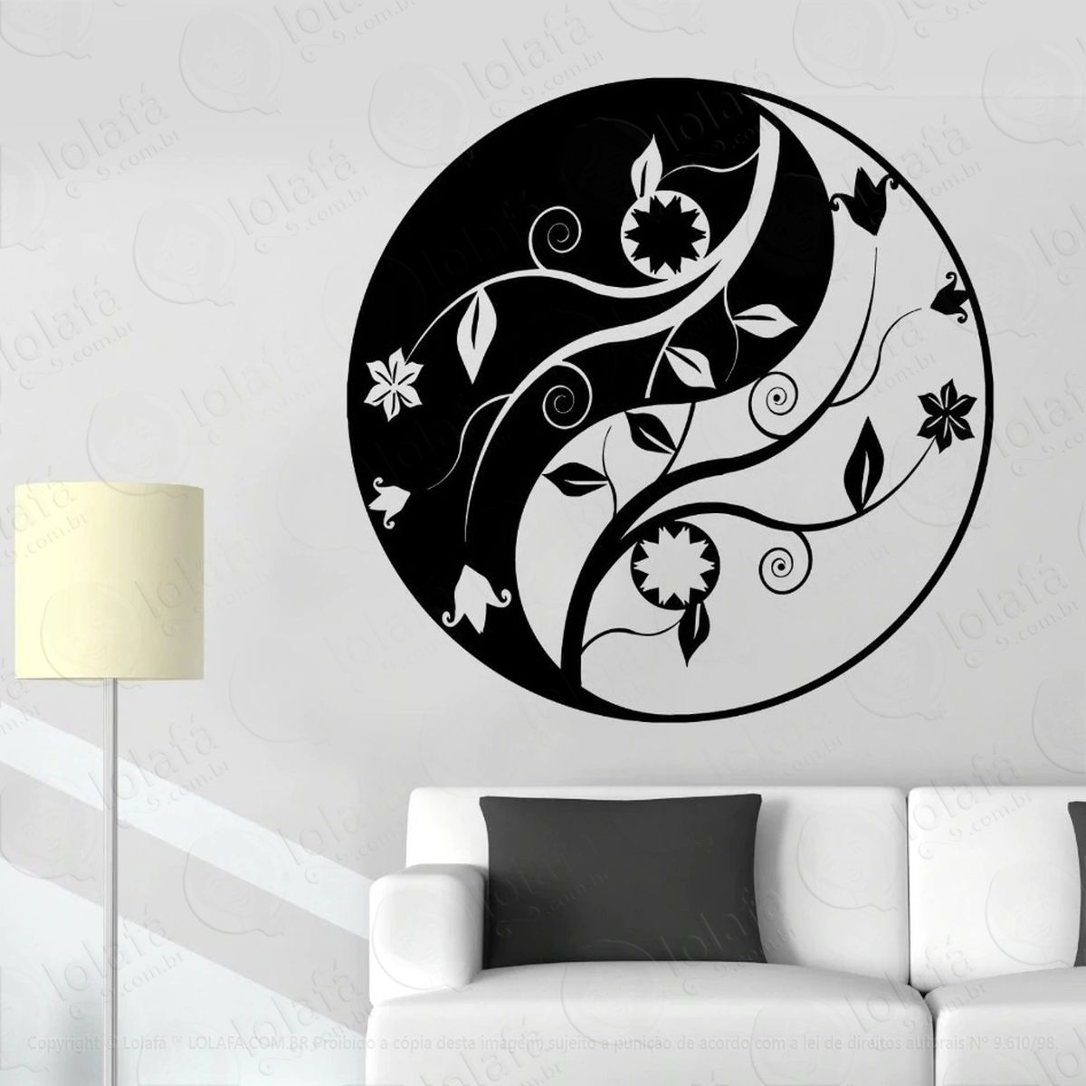 mandala yin yang para equilibrar as energias adesivo de parede decorativo para casa, quarto, sala e vidro - mod:199