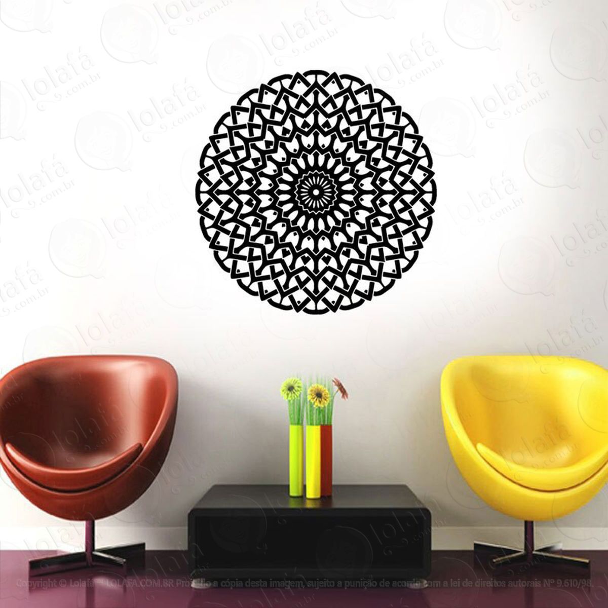 mandala para superar seus limites adesivo de parede decorativo para casa, quarto, sala e vidro - mod:203