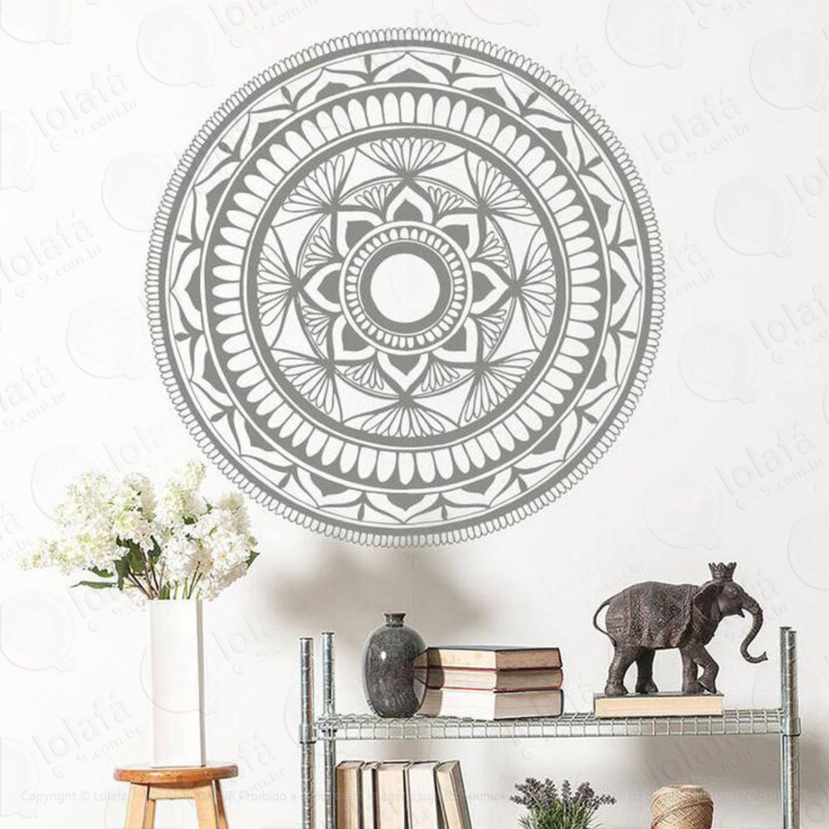 mandala da paz e gratidão adesivo de parede decorativo para casa, quarto, sala e vidro - mod:207