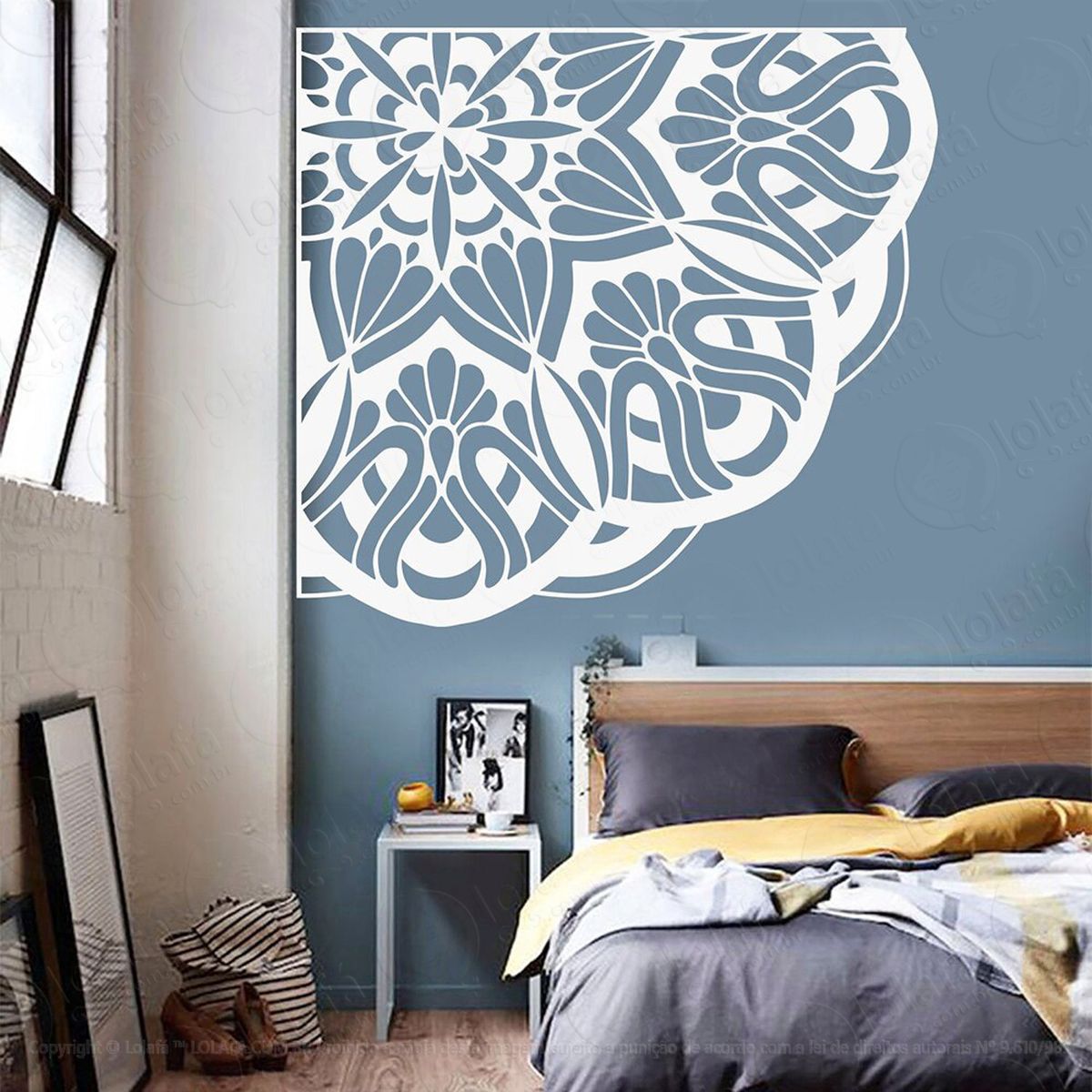 mandala seja resiliente adesivo de parede decorativo para casa, quarto, sala e vidro - mod:208