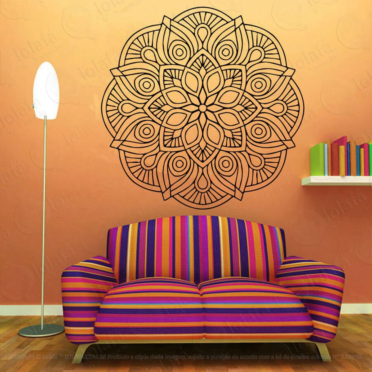 mandala para atrair alegria adesivo de parede decorativo para casa, quarto, sala e vidro - mod:211