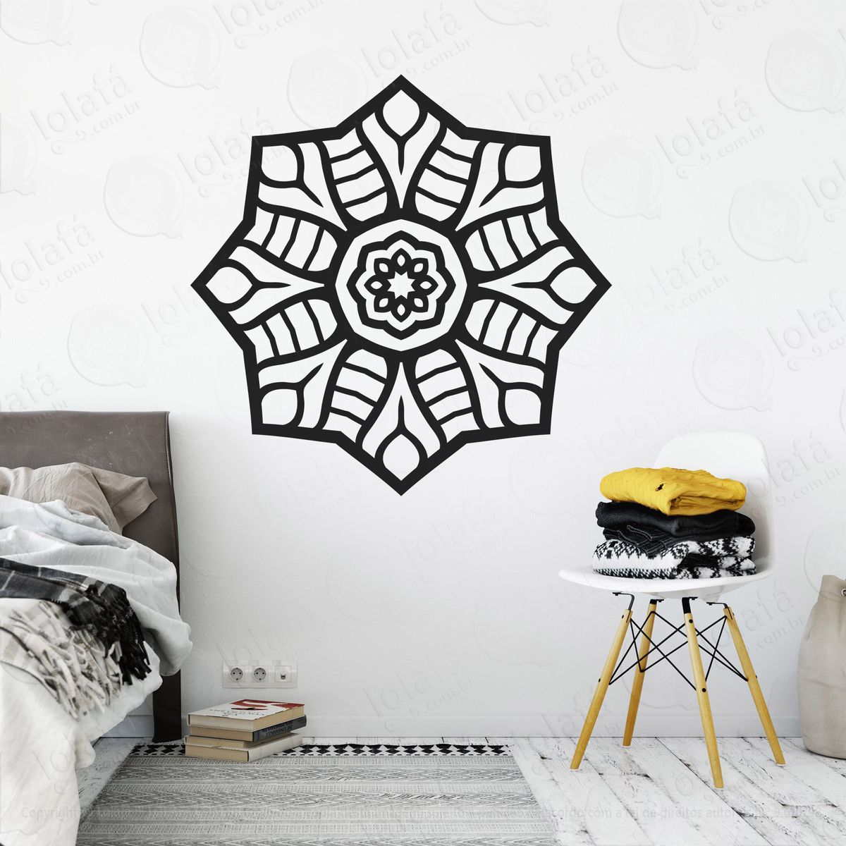 mandala seja livre adesivo de parede decorativo para casa, quarto, sala e vidro - mod:214
