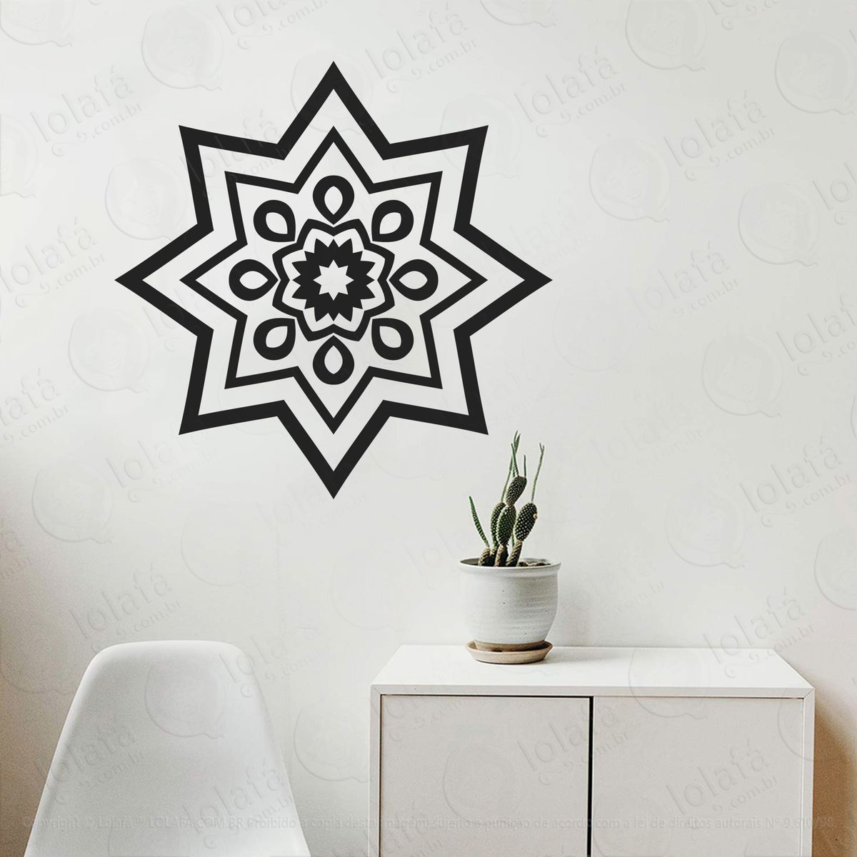 mandala seja fé adesivo de parede decorativo para casa, quarto, sala e vidro - mod:220