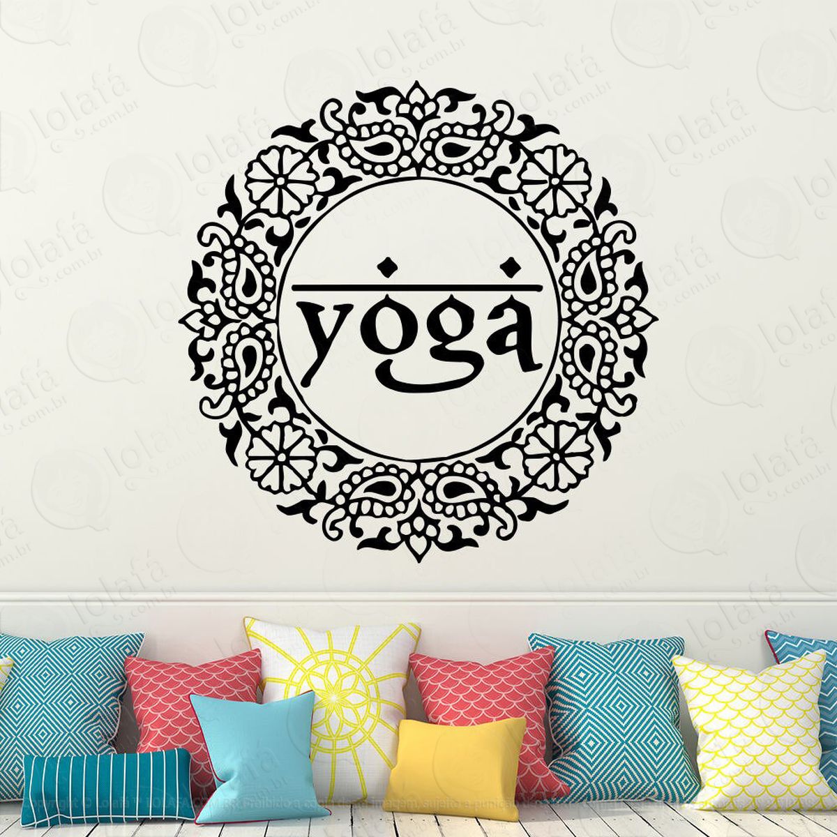 mandala yoga para equilíbrio do universo interior adesivo de parede decorativo para casa, quarto, sala e vidro - mod:225