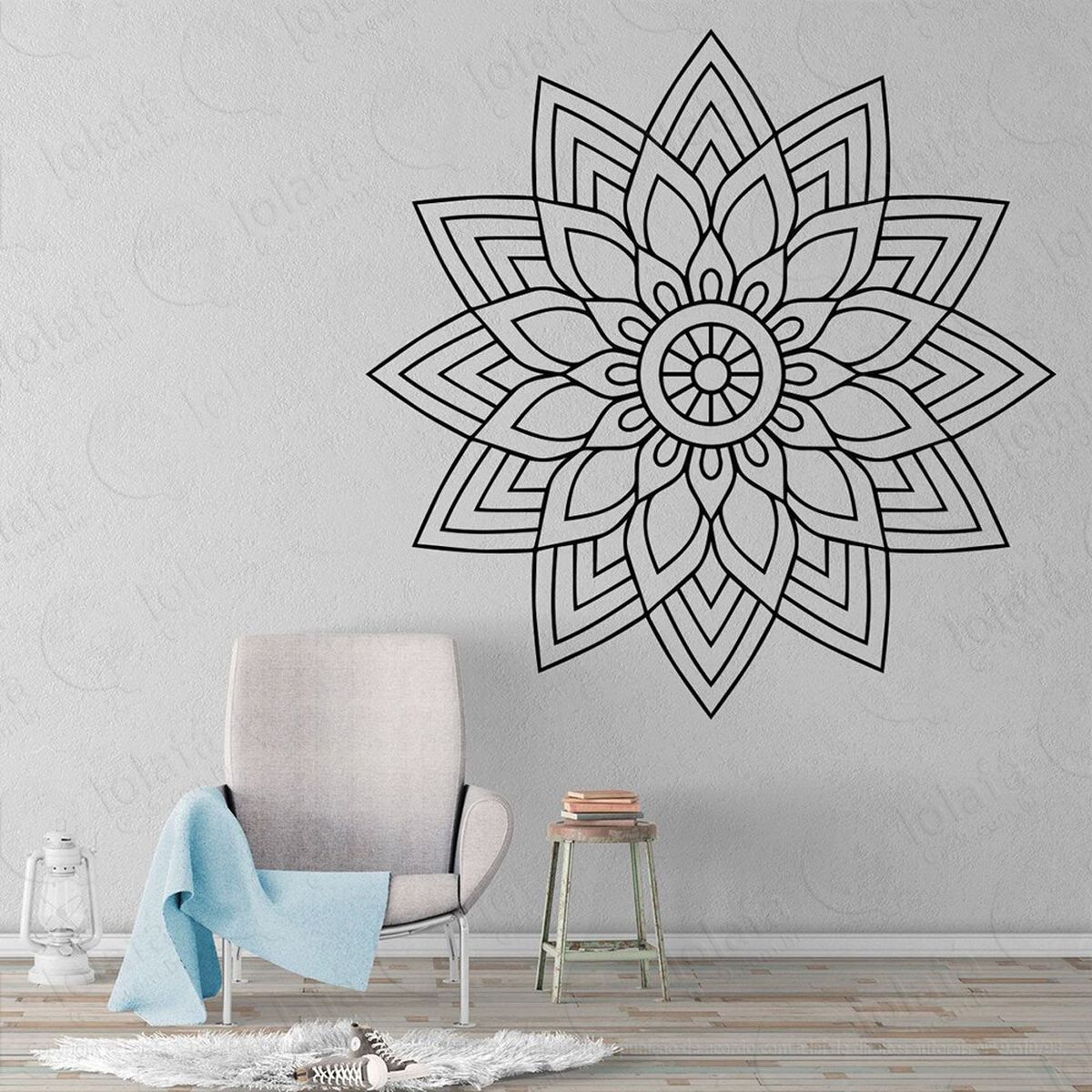 mandala seja grato adesivo de parede decorativo para casa, quarto, sala e vidro - mod:226