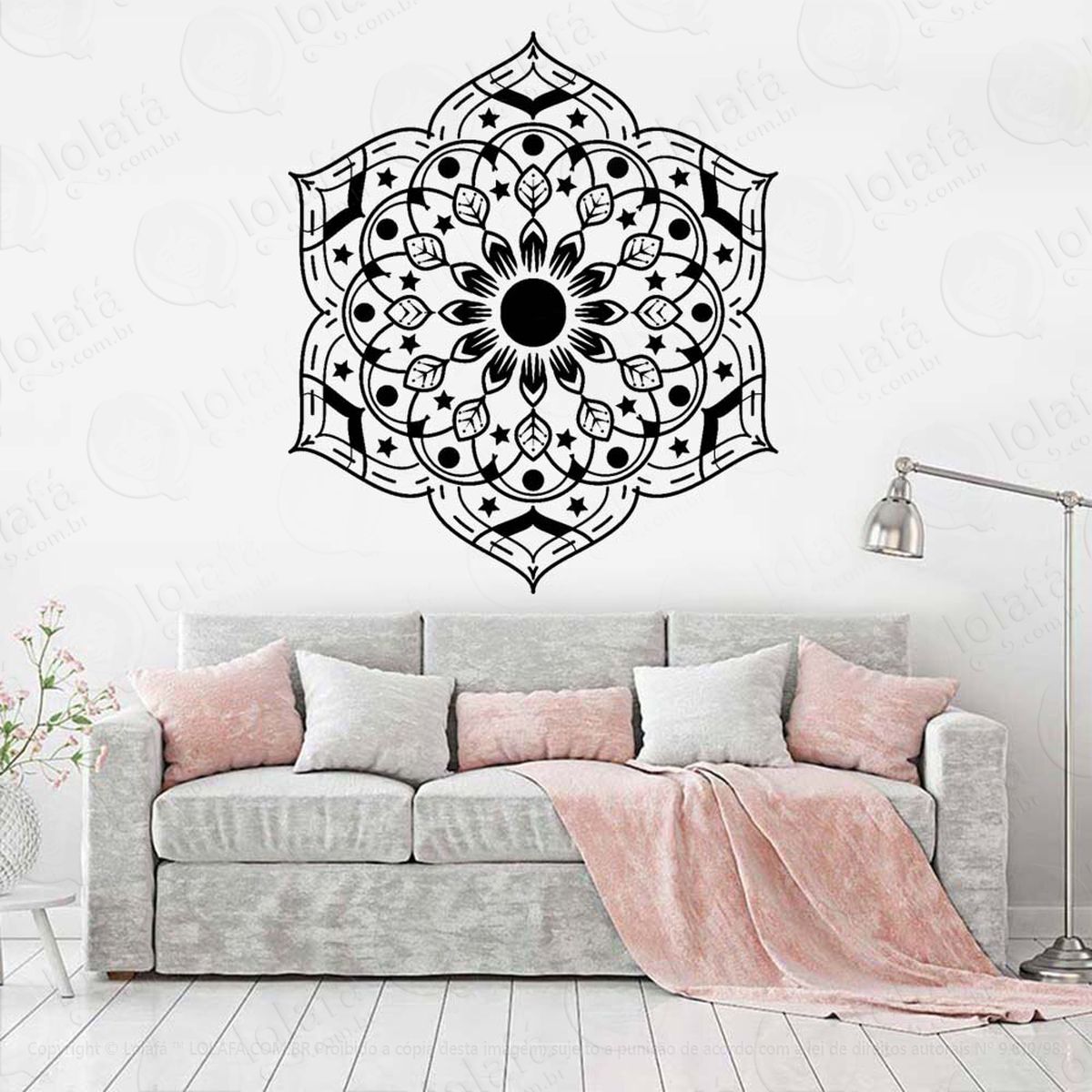 mandala para atrair saúde adesivo de parede decorativo para casa, quarto, sala e vidro - mod:228