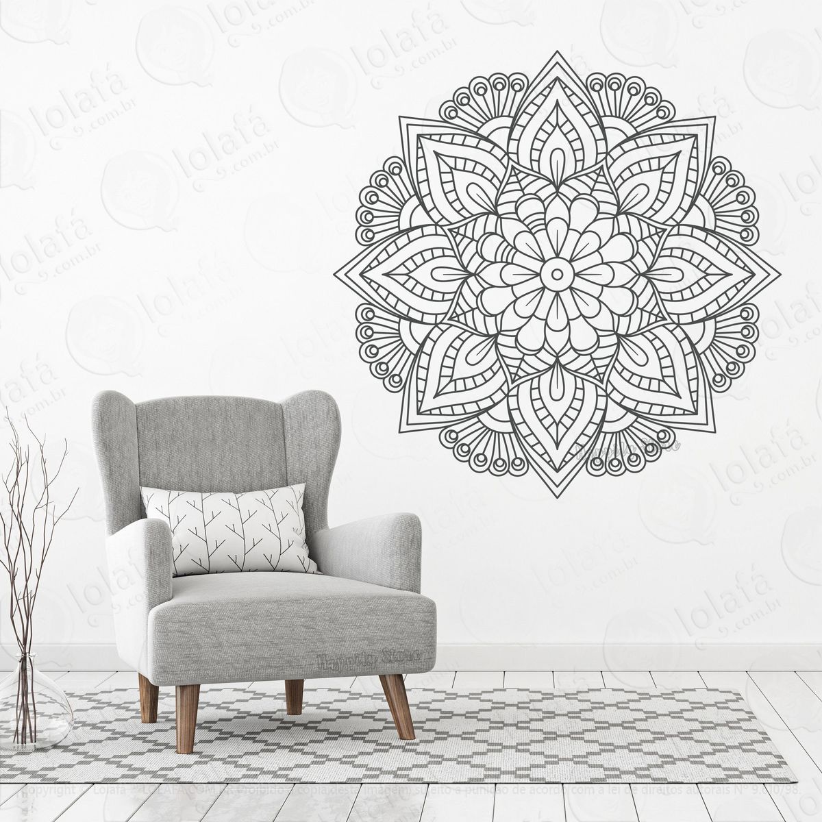 mandala da esperança adesivo de parede decorativo para casa, quarto, sala e vidro - mod:229