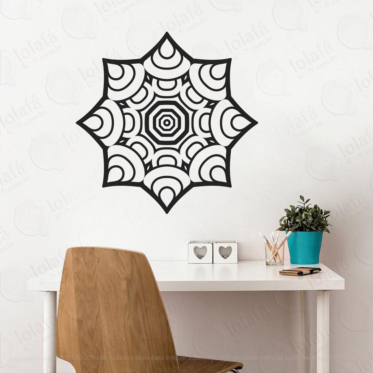 mandala seja bondade adesivo de parede decorativo para casa, quarto, sala e vidro - mod:234