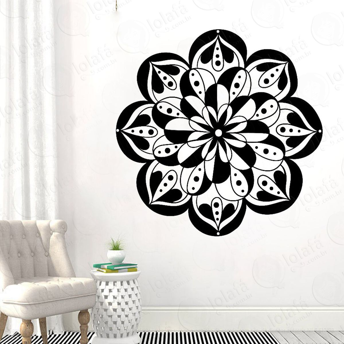 mandala para atrair coisas boas adesivo de parede decorativo para casa, quarto, sala e vidro - mod:235