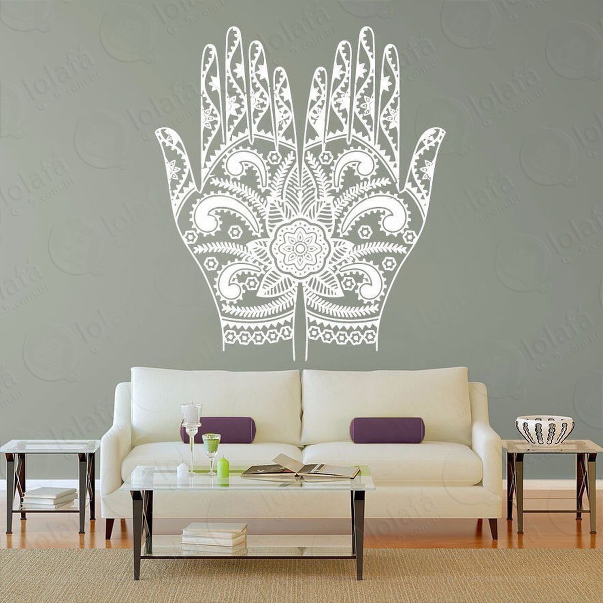 mandala mãos da bondade adesivo de parede decorativo para casa, quarto, sala e vidro - mod:236