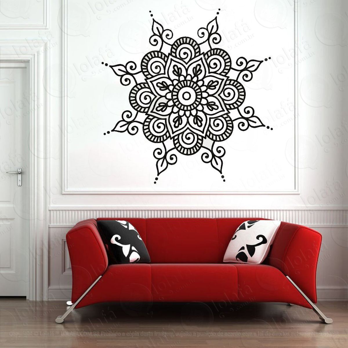 mandala seja alegria adesivo de parede decorativo para casa, quarto, sala e vidro - mod:241