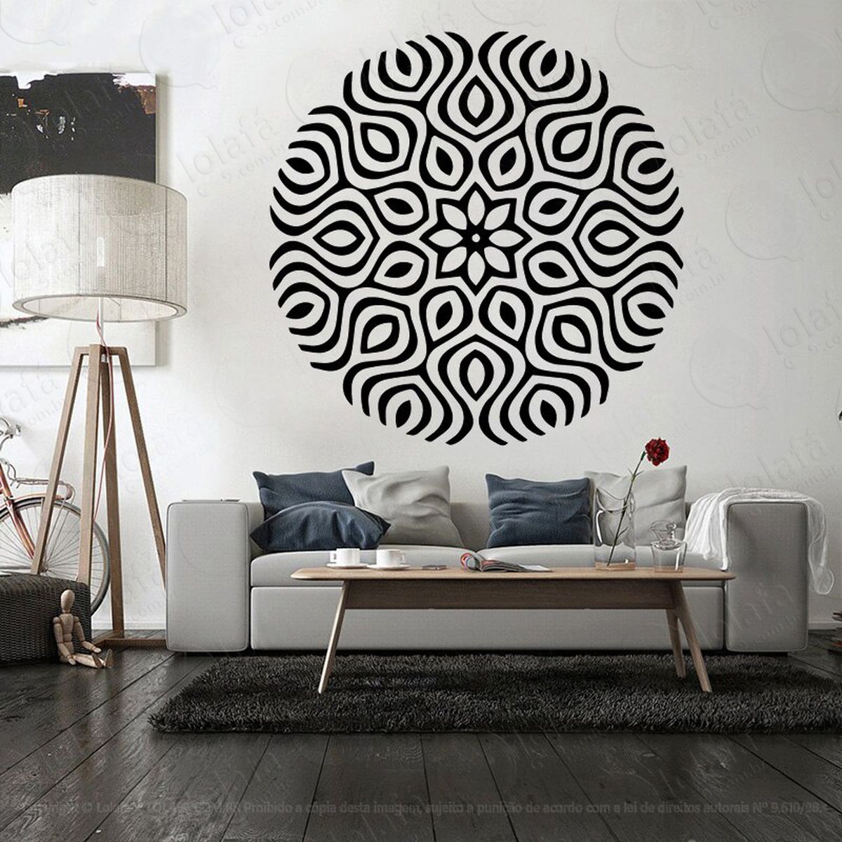 mandala para vibrações positivas adesivo de parede decorativo para casa, quarto, sala e vidro - mod:252