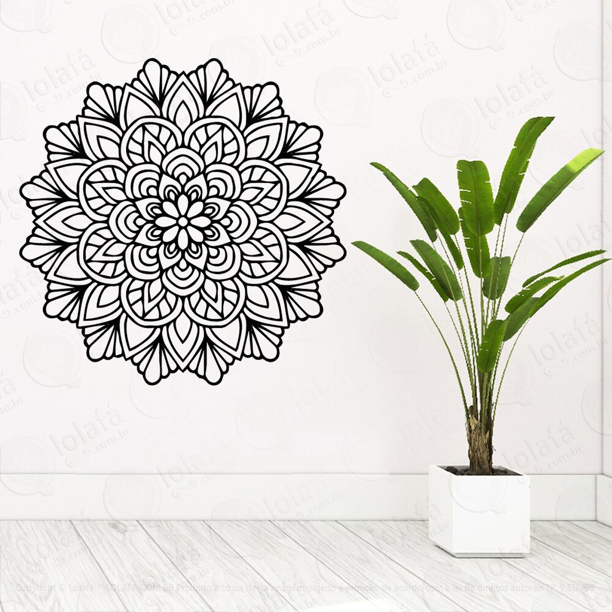 mandala para cultivar bons pensamentos adesivo de parede decorativo para casa, quarto, sala e vidro - mod:254