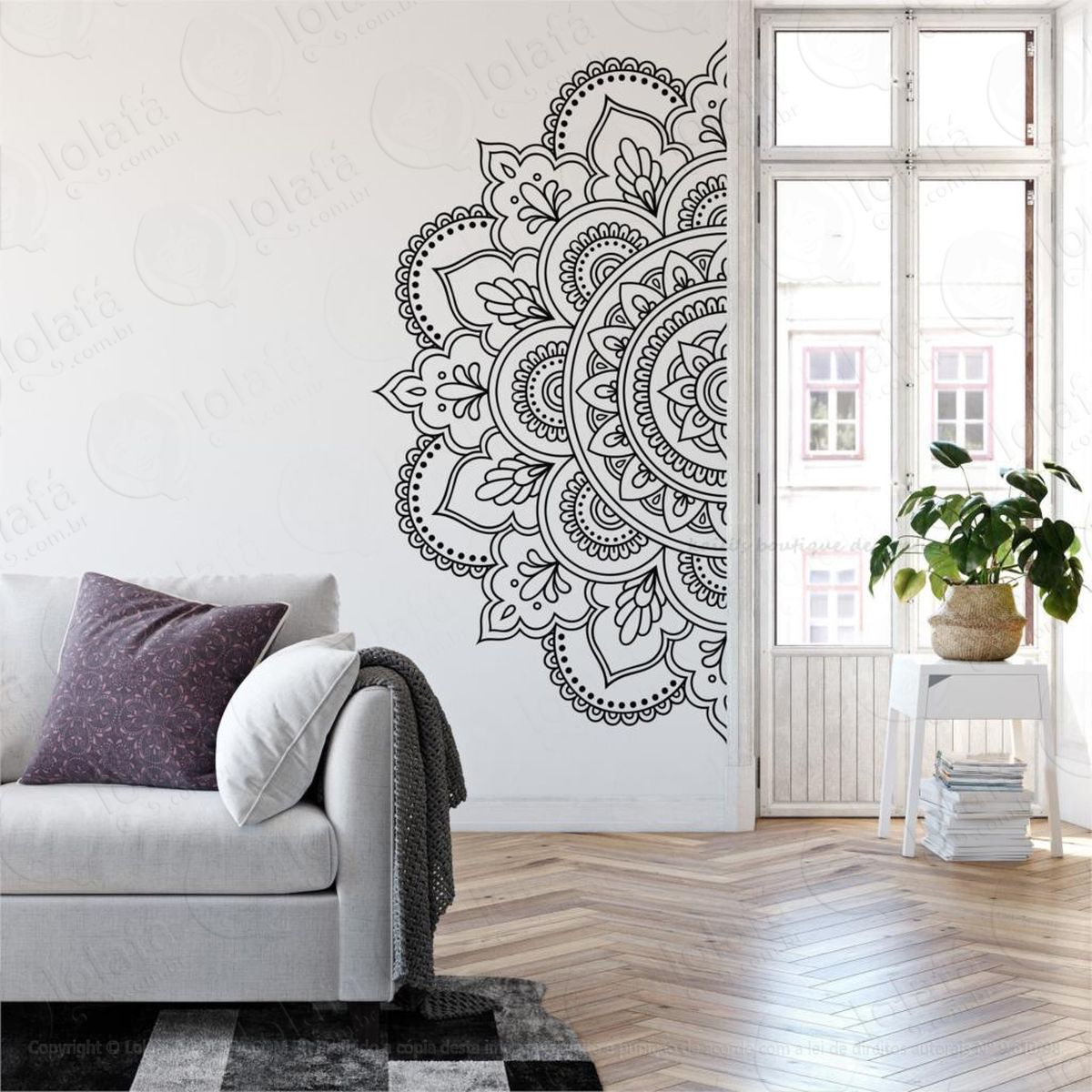 mandala das boas escolhas adesivo de parede decorativo para casa, quarto, sala e vidro - mod:257