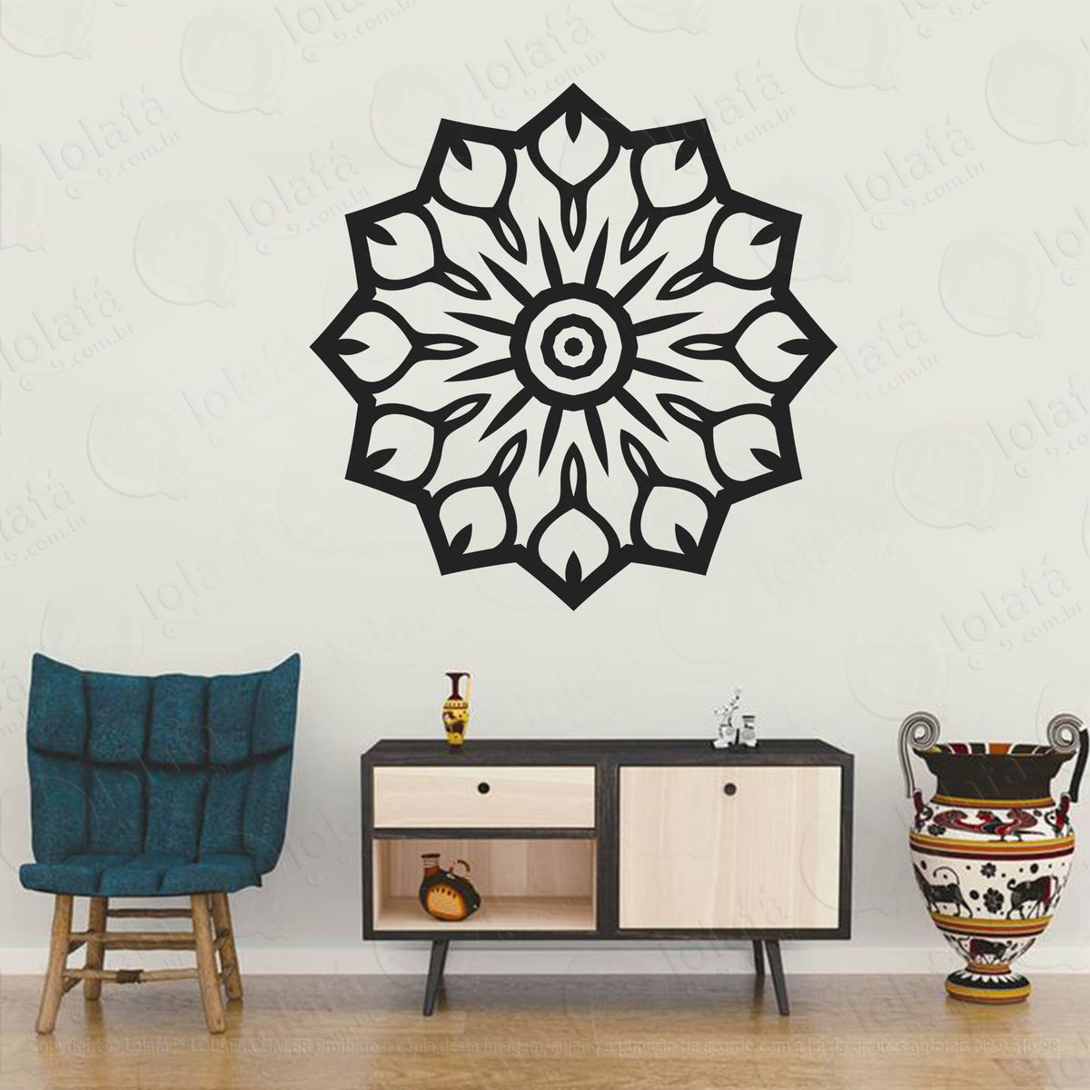 mandala seja otimista adesivo de parede decorativo para casa, quarto, sala e vidro - mod:259