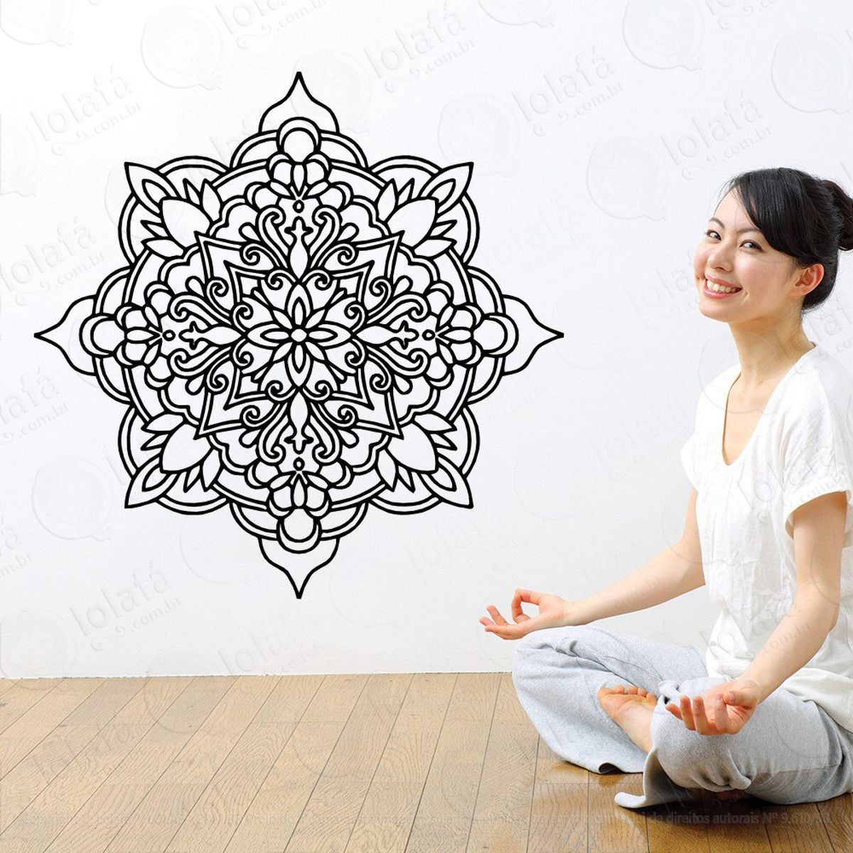 mandala da meditação adesivo de parede decorativo para casa, quarto, sala e vidro - mod:269