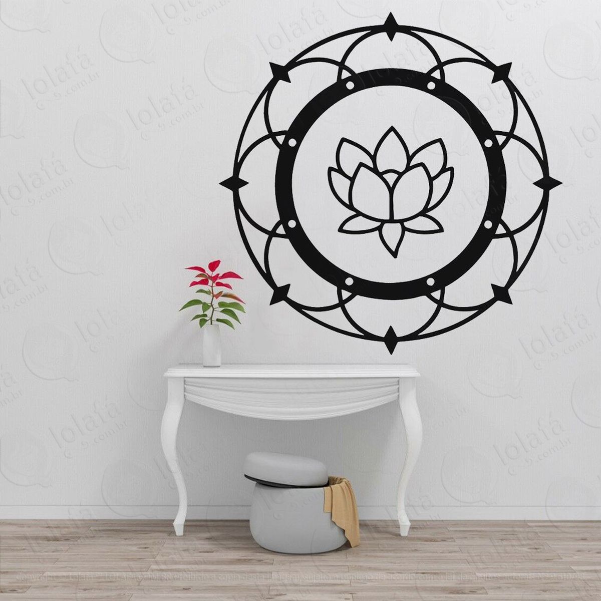 mandala flor de lótus para cultivar a paciência adesivo de parede decorativo para casa, quarto, sala e vidro - mod:273
