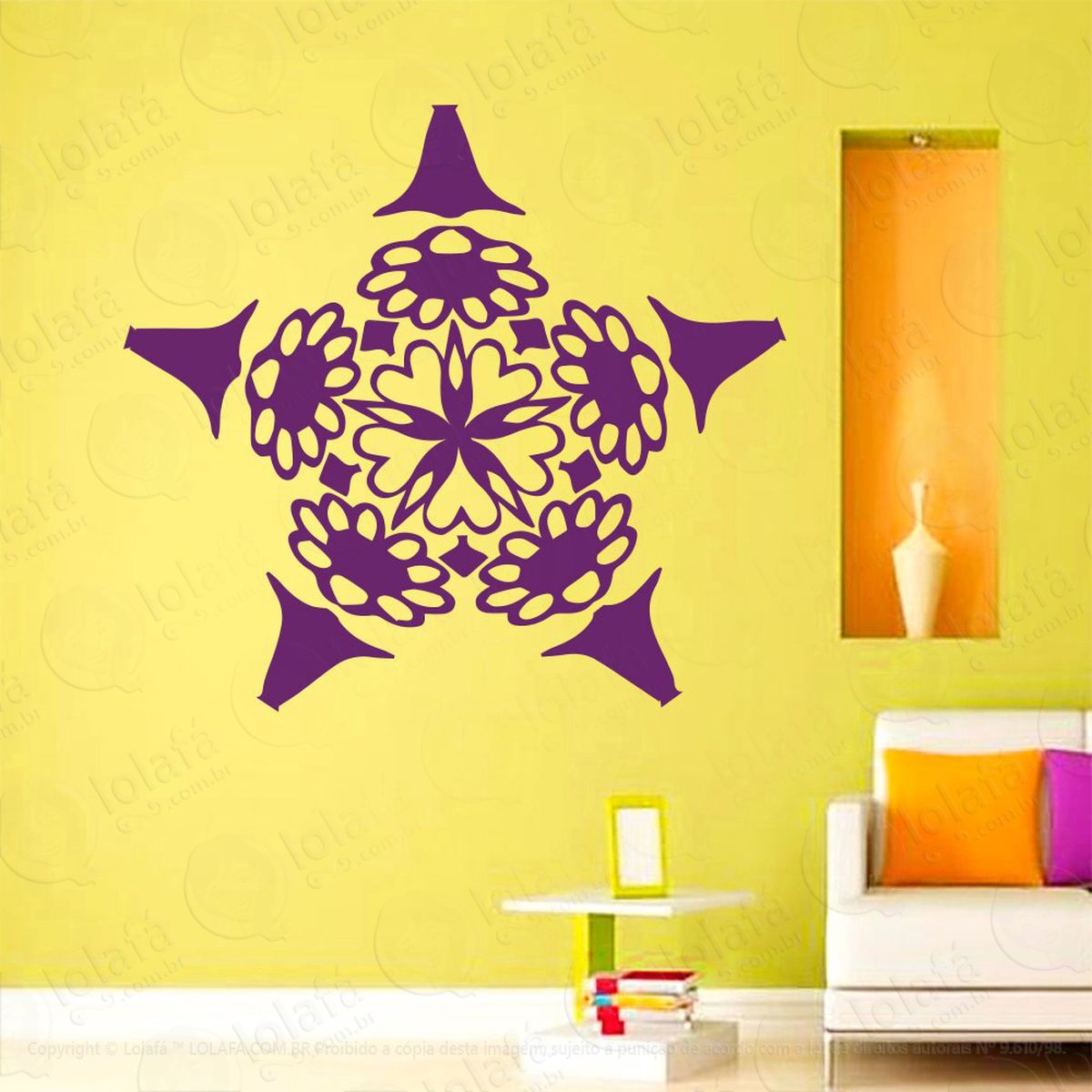 mandala para cultivar a alegria adesivo de parede decorativo para casa, quarto, sala e vidro - mod:274