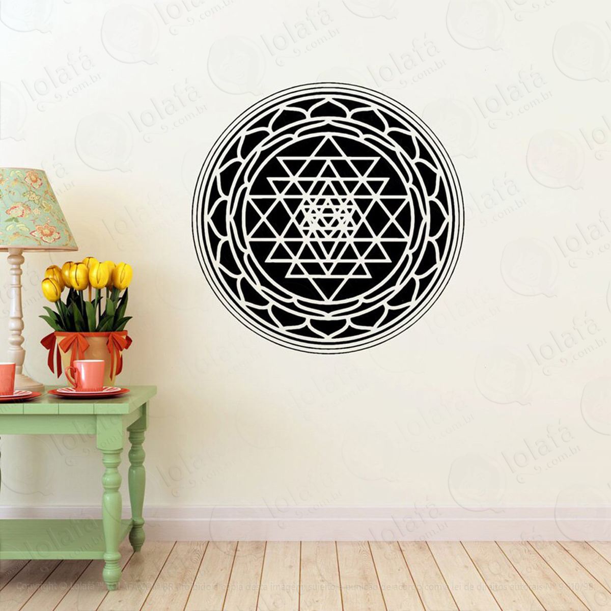 mandala para fortalecer a fé adesivo de parede decorativo para casa, quarto, sala e vidro - mod:275