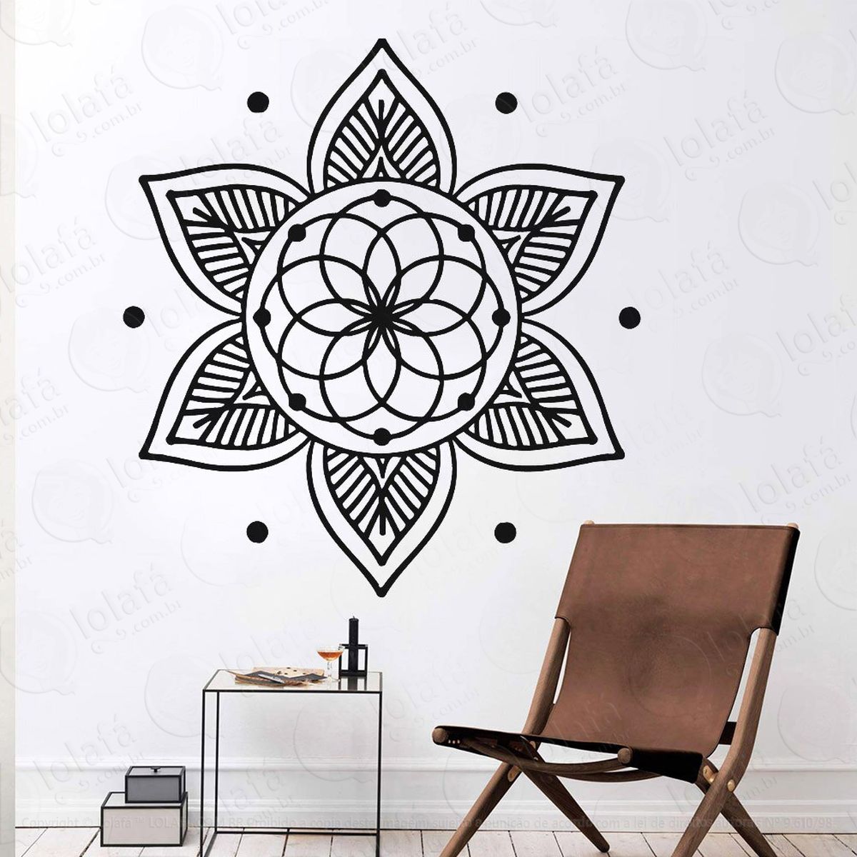 mandala para cultivar a paciência adesivo de parede decorativo para casa, quarto, sala e vidro - mod:276