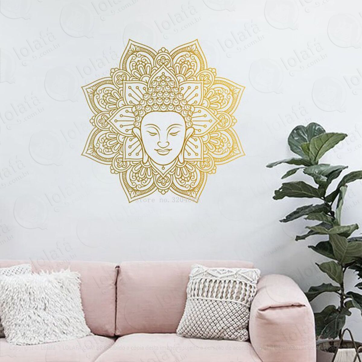 mandala buda para alcançar a iluminação adesivo de parede decorativo para casa, quarto, sala e vidro - mod:283