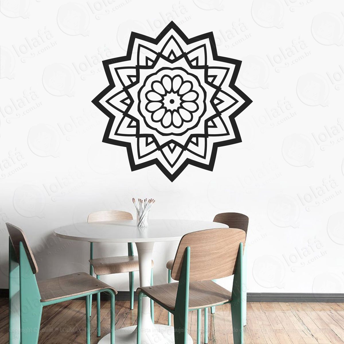 mandala seja paz adesivo de parede decorativo para casa, quarto, sala e vidro - mod:287