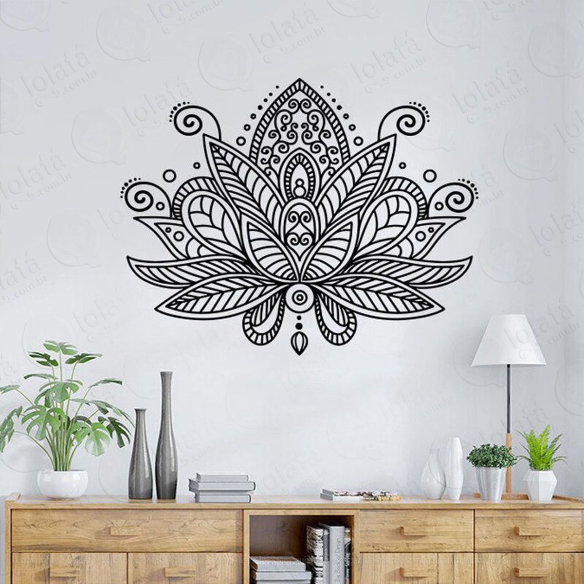 mandala flor de lótus para cultivar o equilíbrio interior adesivo de parede decorativo para casa, quarto, sala e vidro - mod:289