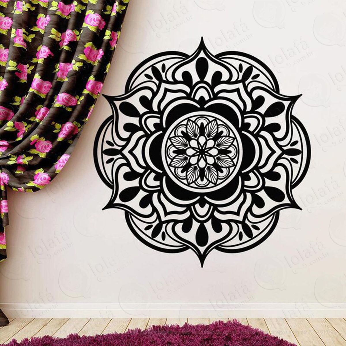 mandala para cultivar a gratidão adesivo de parede decorativo para casa, quarto, sala e vidro - mod:290