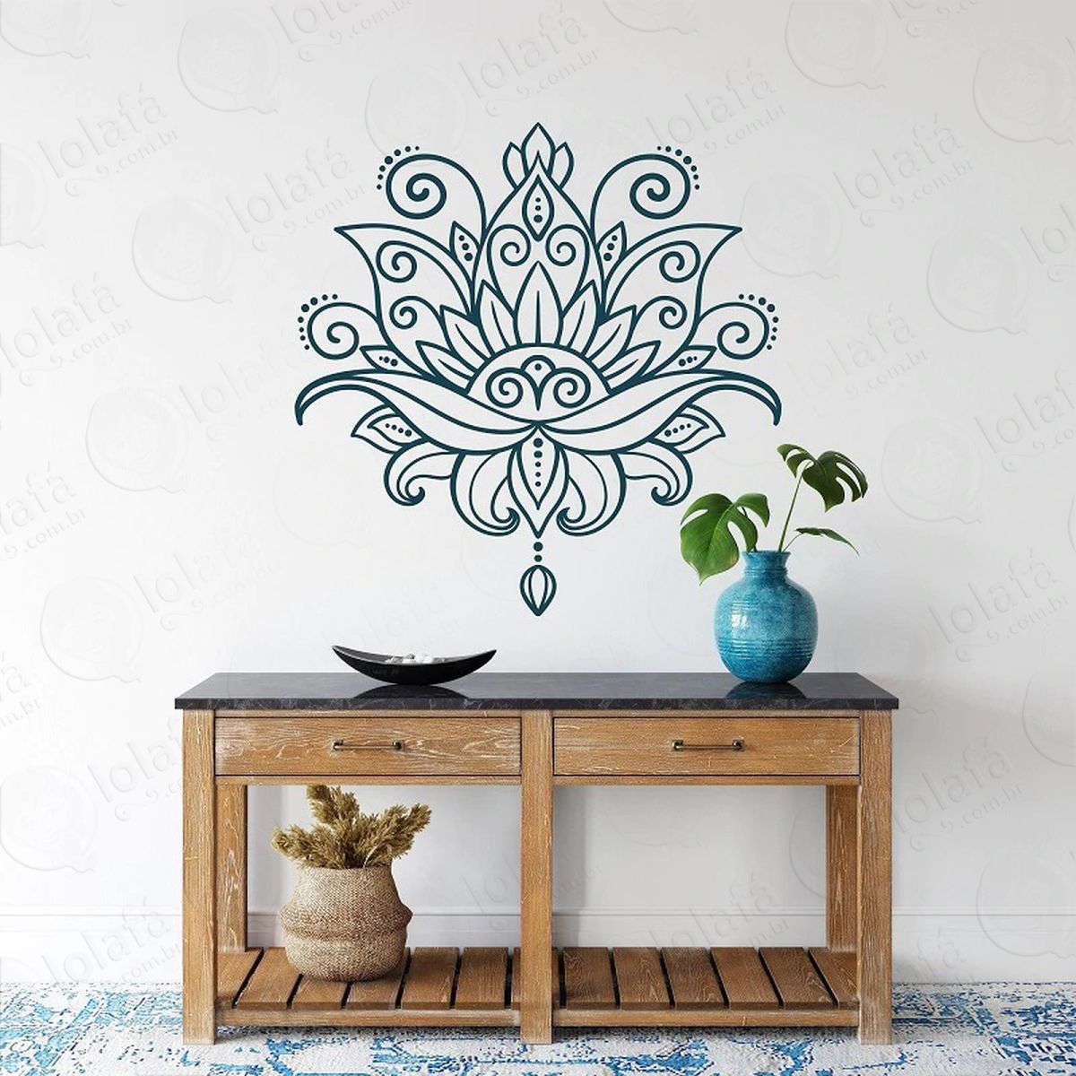 mandala flor de lótus para cultivar a esperança adesivo de parede decorativo para casa, quarto, sala e vidro - mod:291