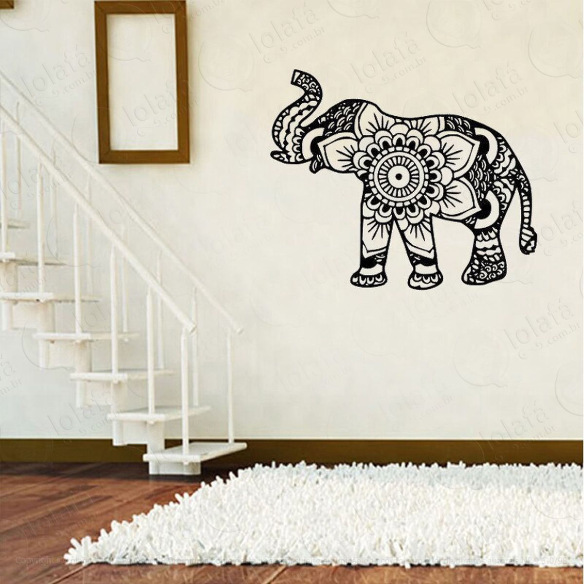 mandala elefante para cultivar a riqueza e prosperidade adesivo de parede decorativo para casa, quarto, sala e vidro - mod:292