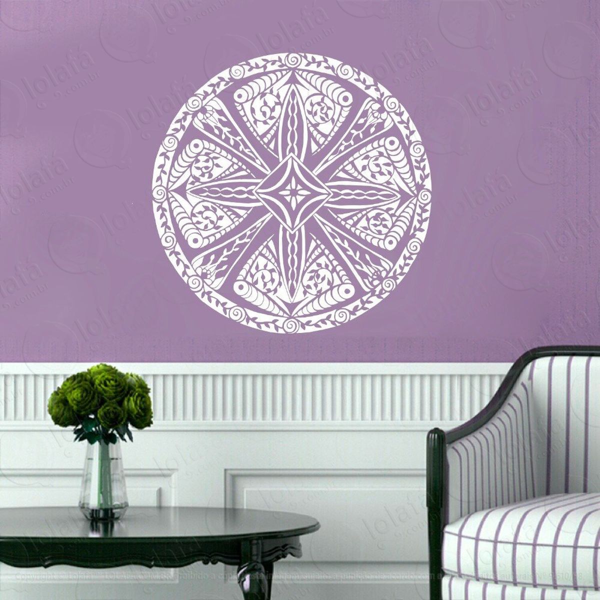 mandala para cultivar a sabedoria adesivo de parede decorativo para casa, quarto, sala e vidro - mod:295