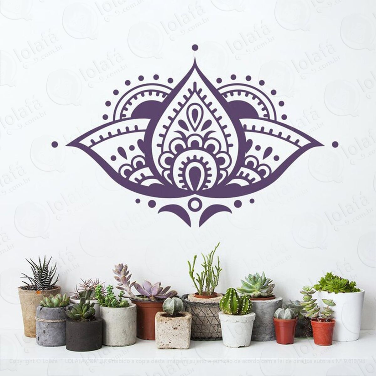 mandala flor de lótus para cultivar o conhecimento adesivo de parede decorativo para casa, quarto, sala e vidro - mod:296