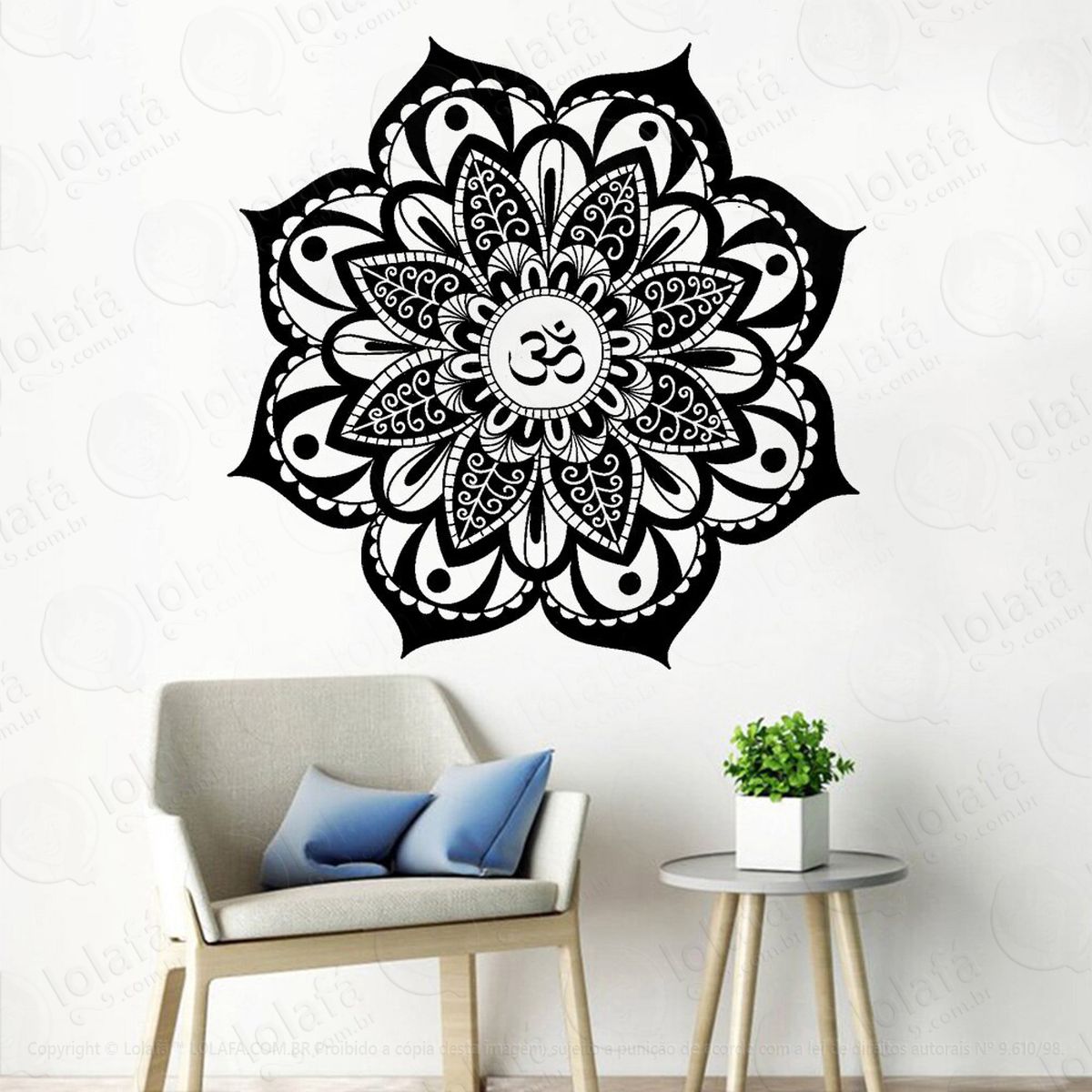 mandala para cultivar o equilíbrio interior adesivo de parede decorativo para casa, quarto, sala e vidro - mod:301