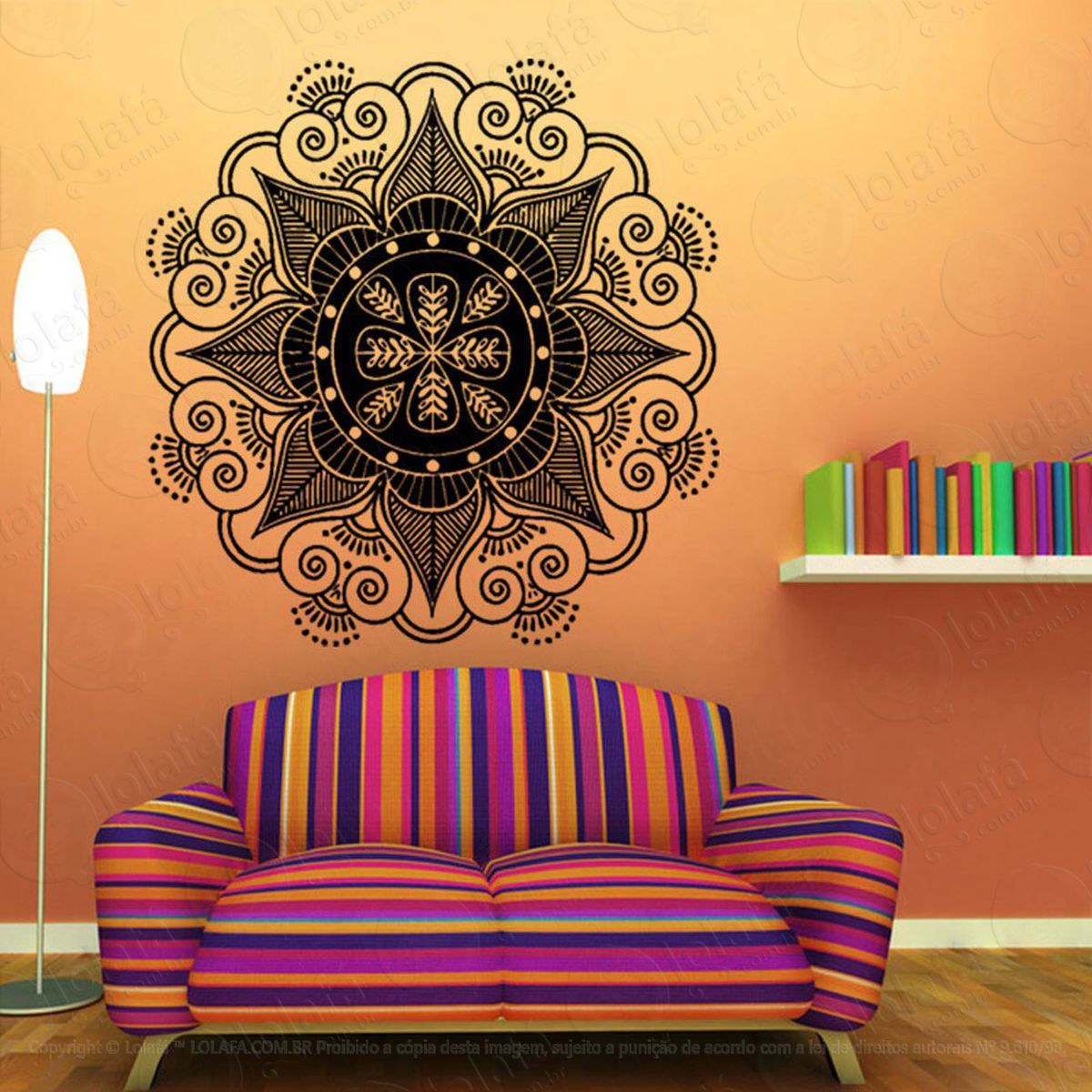 mandala para busca do eu interior adesivo de parede decorativo para casa, quarto, sala e vidro - mod:302