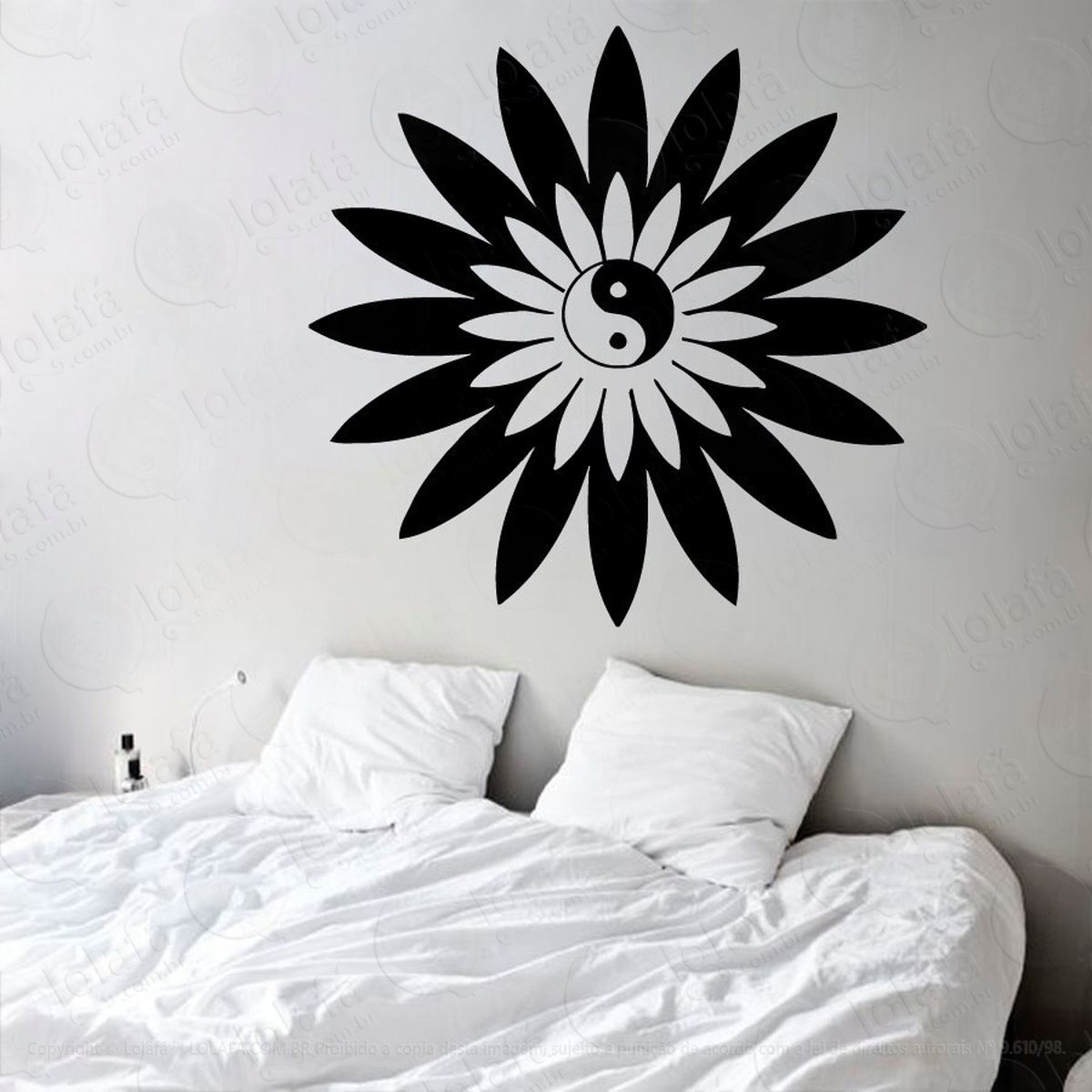 mandala yin yang para equilibrar as energias adesivo de parede decorativo para casa, quarto, sala e vidro - mod:305