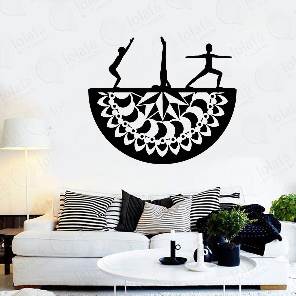 mandala yoga para equilíbrio pessoal adesivo de parede decorativo para casa, quarto, sala e vidro - mod:311