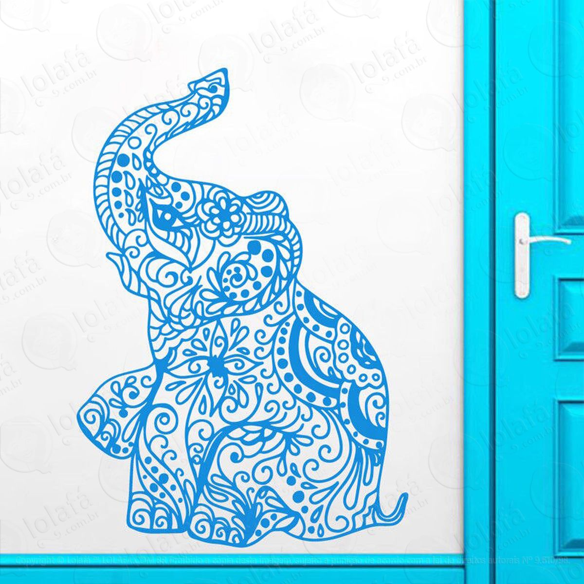mandala elefante para cultivar a longevidade adesivo de parede decorativo para casa, quarto, sala e vidro - mod:328