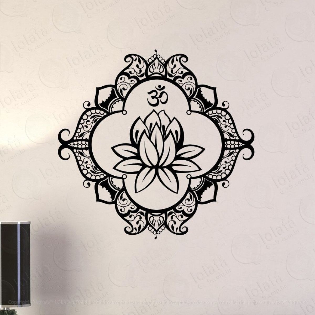 mandala flor de lótus para cultivar o equilíbrio da mente adesivo de parede decorativo para casa, quarto, sala e vidro - mod:336