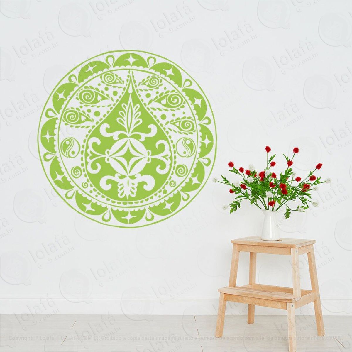 mandala para cultivar a paz adesivo de parede decorativo para casa, quarto, sala e vidro - mod:337