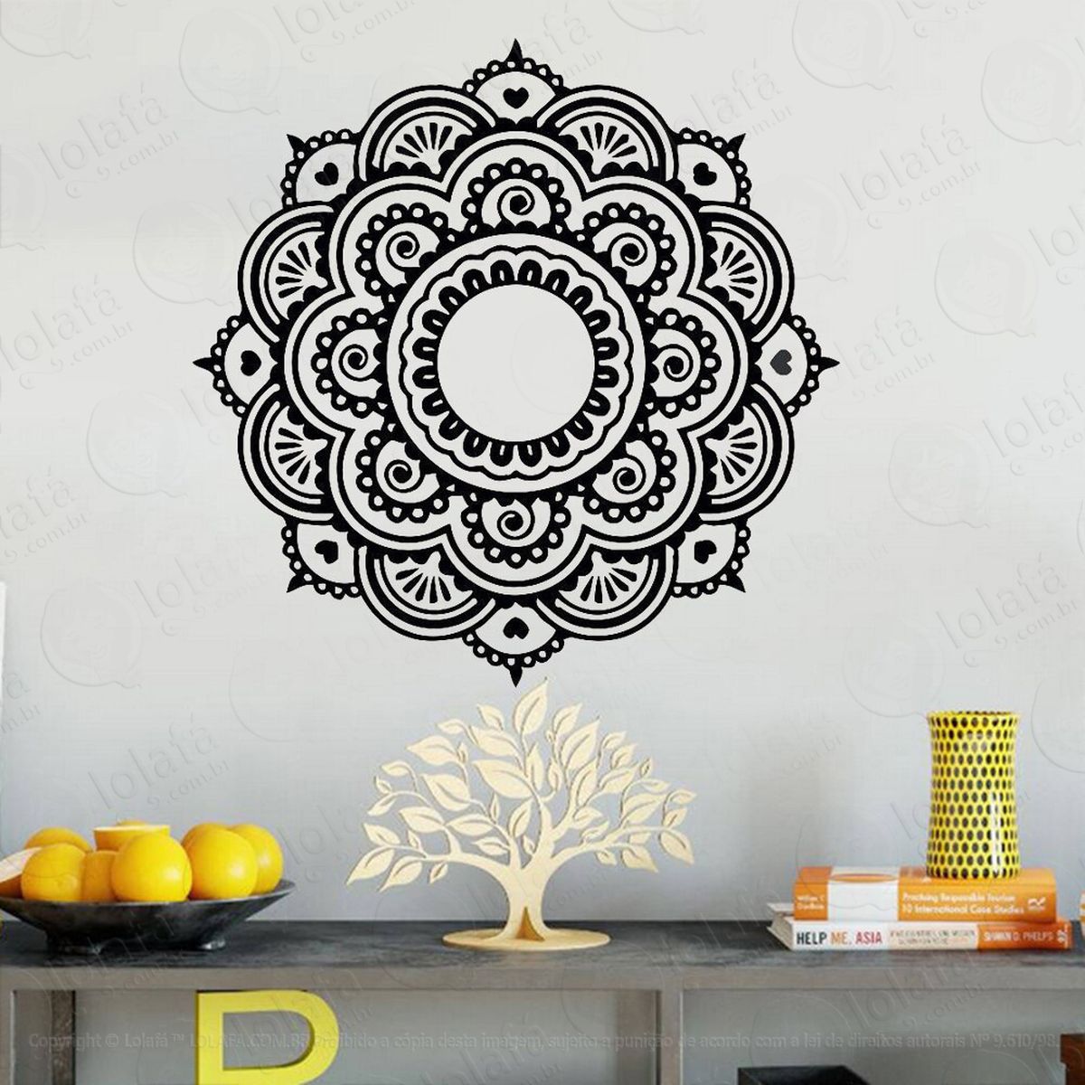 mandala mentalize que realiza adesivo de parede decorativo para casa, quarto, sala e vidro - mod:344