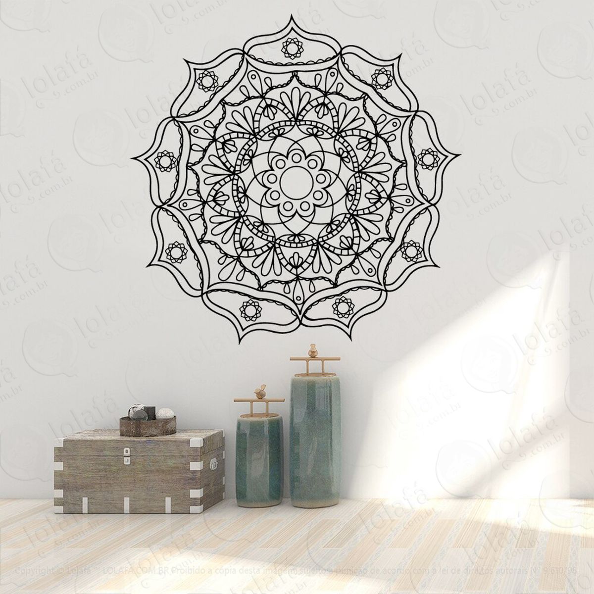 mandala para equilíbrio do corpo e alma adesivo de parede decorativo para casa, quarto, sala e vidro - mod:346