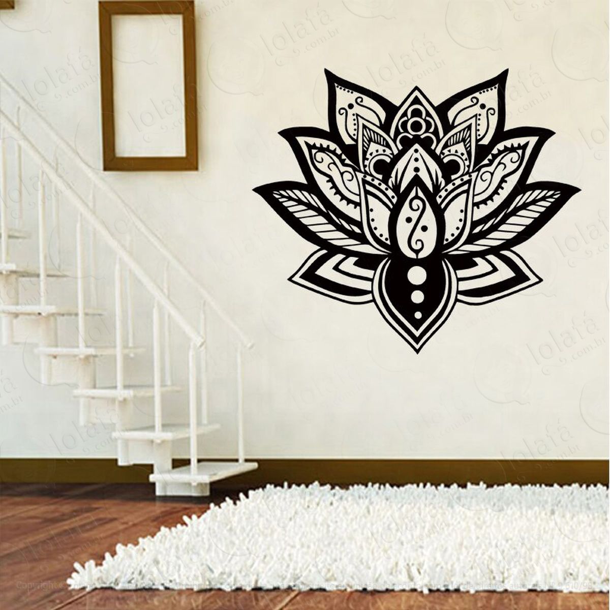 mandala flor de lótus para cultivar a confiança adesivo de parede decorativo para casa, quarto, sala e vidro - mod:347